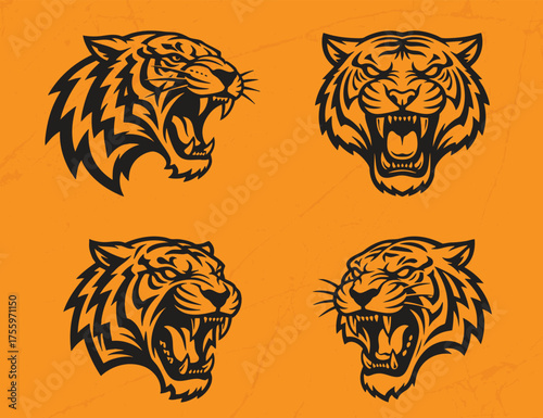tiger head logo illustration design template