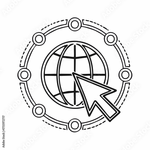 Click to go to website or internet line art icon for apps and websites