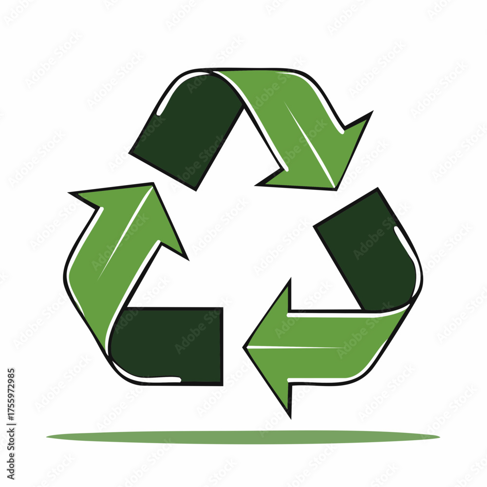 Obraz premium Green recycle or recycling arrows flat icon for apps and websites