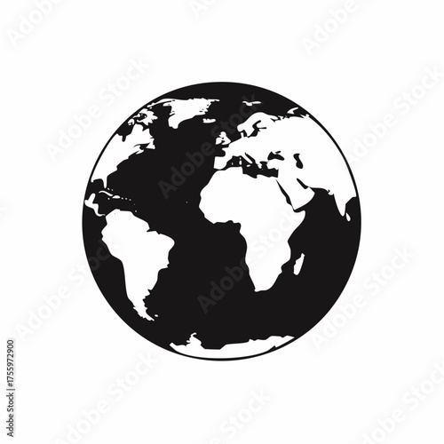 Planet earth or world globe with oceans and water flat vector color icon for apps and websites
