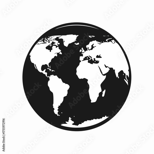 Planet earth or world globe with oceans and water flat vector color icon for apps and websites