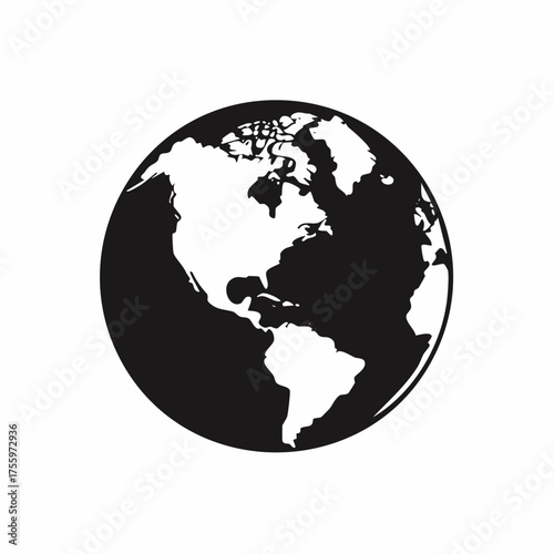 Planet earth or world globe with oceans and water flat vector color icon for apps and websites