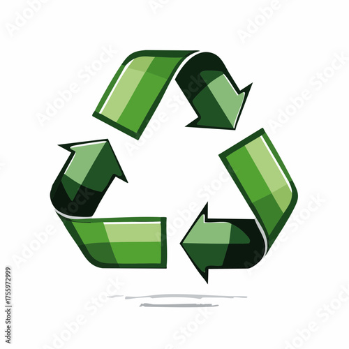 Green recycle or recycling arrows flat icon for apps and websites