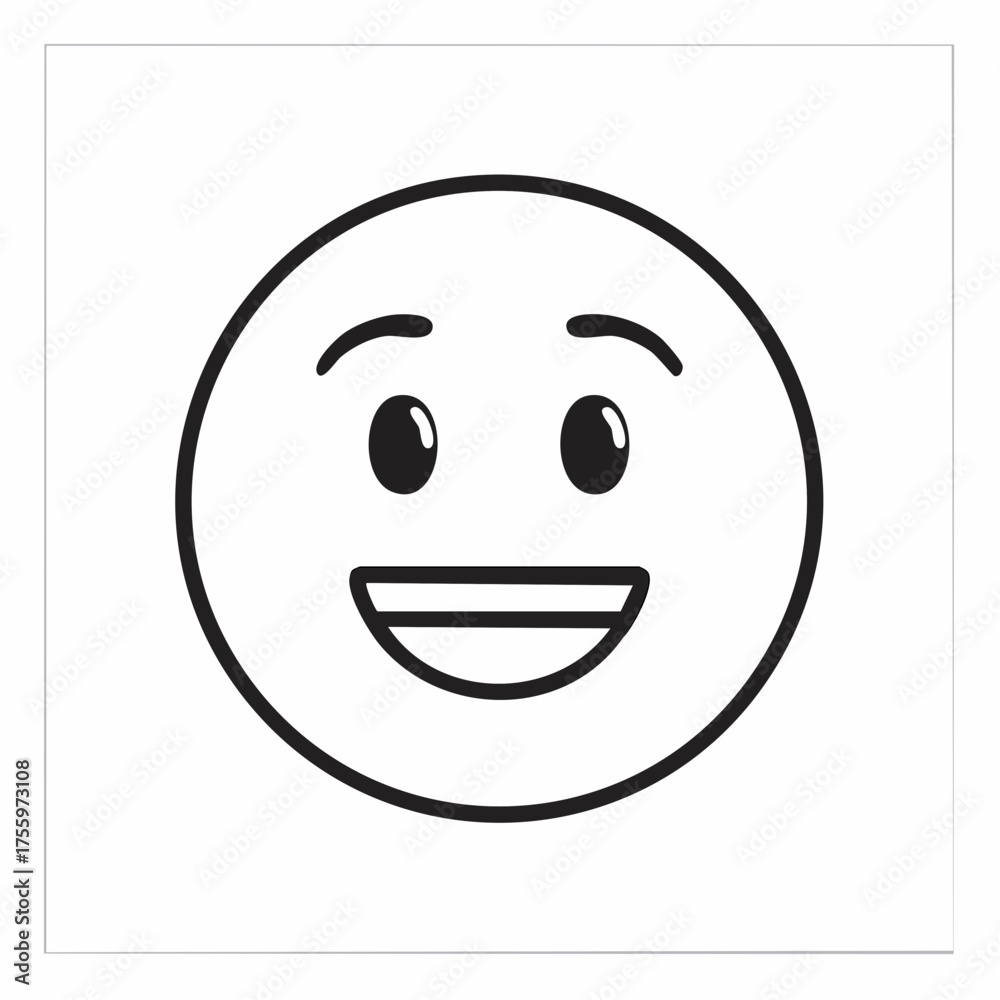 Fototapeta premium Happy smiley face or emoticon line art icon for apps and websites