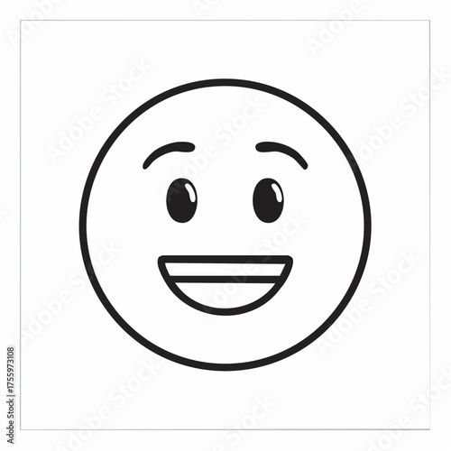 Happy smiley face or emoticon line art icon for apps and websites