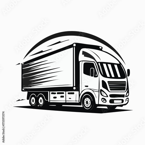 Fast shipping delivery truck flat icon for apps and websites