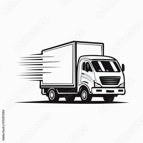 Fast shipping delivery truck flat icon for apps and websites