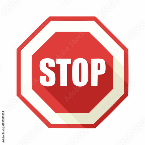 Red stop sign icon with text flat icon for apps and websites