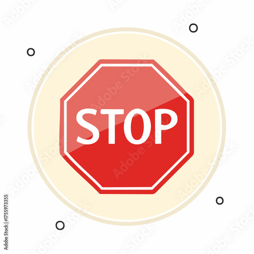 Red stop sign icon with text flat icon for apps and websites
