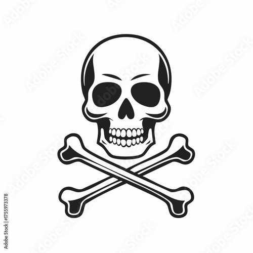 Crossbones and skull death flat vector icon for apps and games
