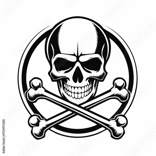Crossbones and skull death flat vector icon for apps and games