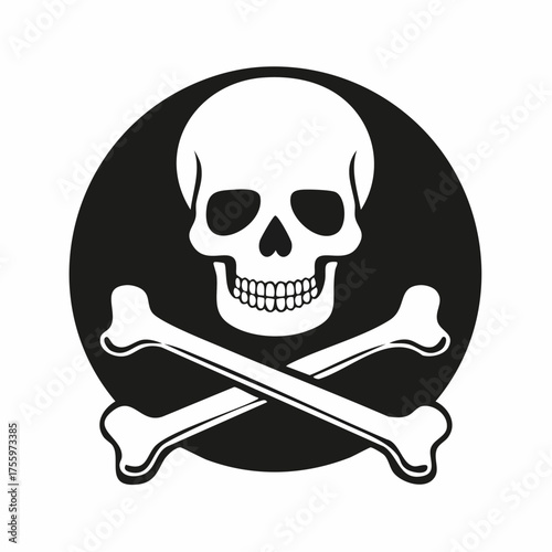 Crossbones and skull death flat vector icon for apps and games