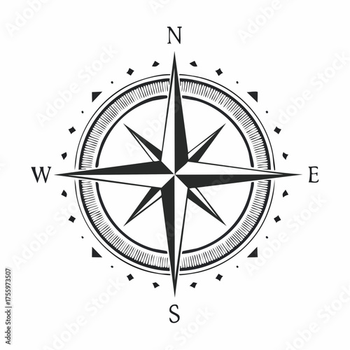Compass rose or windrose / rose of the winds flat icon for apps and websites