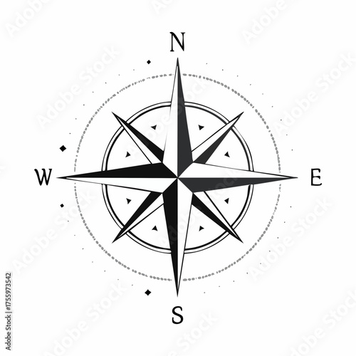 Compass rose or windrose / rose of the winds flat icon for apps and websites