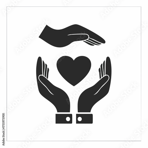 Healthcare hands holding heart flat icon for apps and website