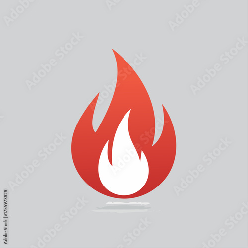 Fototapet Red hot fire / flame heat or spicy food symbol flat vector icon for apps and web