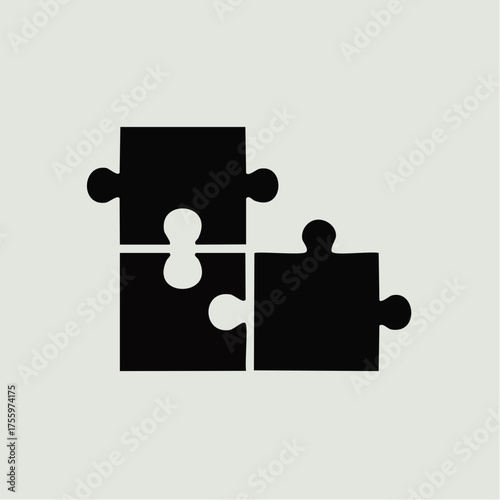 Two pieces of jigsaw puzzle or autism puzzle piece symbol flat vector icon for apps and websites