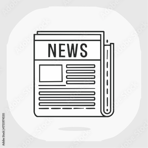 Newspaper breaking news line art icon for apps and websites