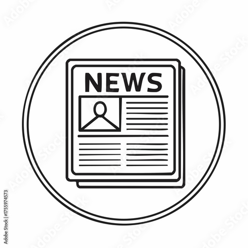 Newspaper breaking news line art icon for apps and websites