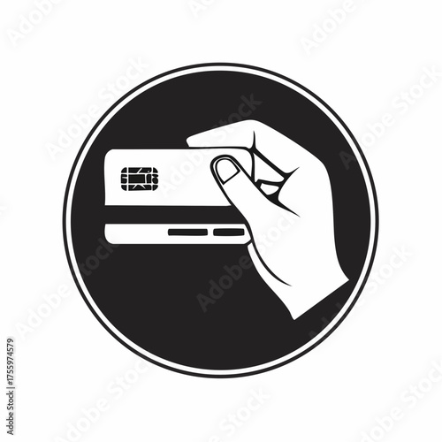 Hand swipe credit card during purchase flat icon for apps and websites