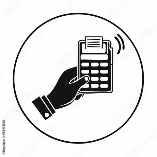 Hand swipe credit card during purchase flat icon for apps and websites