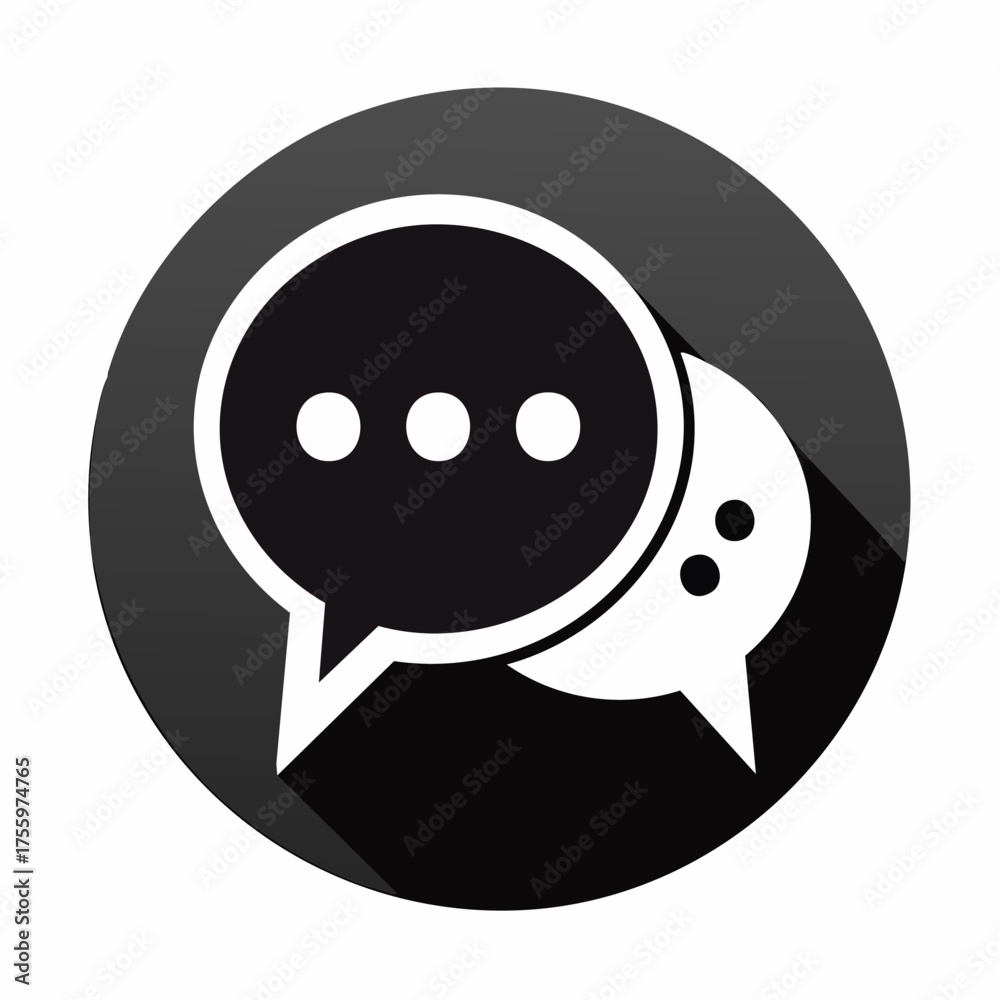 Fototapeta premium Chatting or messaging bubbles with dots flat icon apps and websites