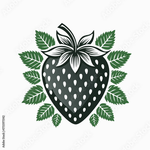 Garden strawberry fruit or strawberries flat color vector icon for food apps and websites