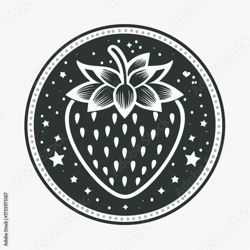 Garden strawberry fruit or strawberries flat color vector icon for food apps and websites