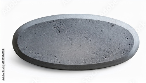 3D Oval Button Concrete Textured Gray Round Empty Isolated Object