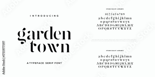 Garden typography beauty fashion elegant minimalist serif italic fonts decorative wedding vintage retro logos. Minimal luxury font alphabet logo. Vector illustration

