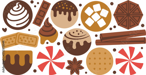 Variety of Holiday Treat Graphics Chocolate, Cinnamon, Candy Canes, Cookies, and More