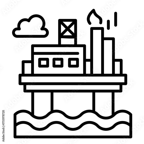 Offshore Platform   Icon Element For Design