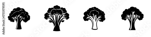Different styles of tree silhouettes showcasing natural beauty in simple, artistic designs perfect for creative projects
