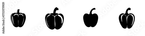 Silhouettes of bell peppers displayed in a minimalist style on a plain background for a fresh produce theme