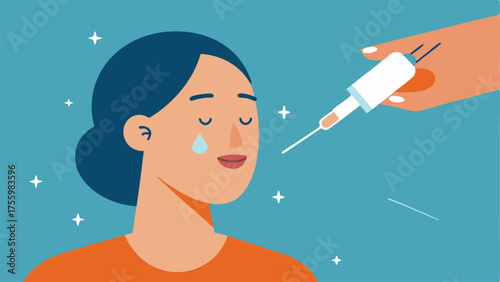 Application Process An illustration of a hand applying the serum to the cheek with radiating lines to denote lifting and firming effects on the skin.