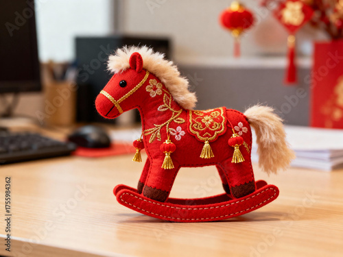 Close up Doll horse Welcomes New Year.cut doll horse for decoration of room and office etc