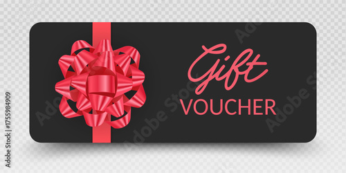 Gift voucher or gift certificate with red bow holiday sales, and premium product