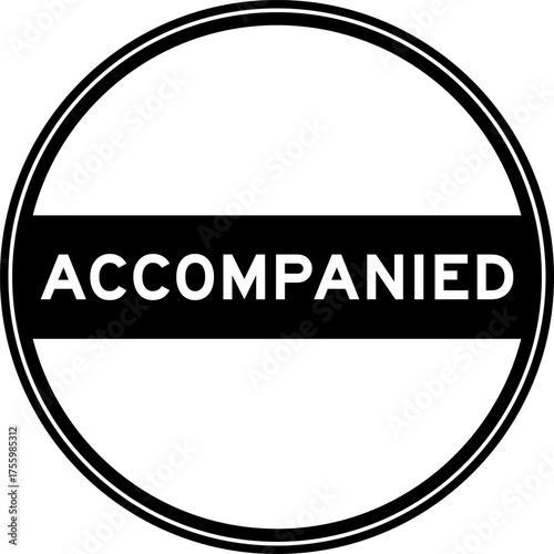 Black color round seal sticker in word accompanied on white background