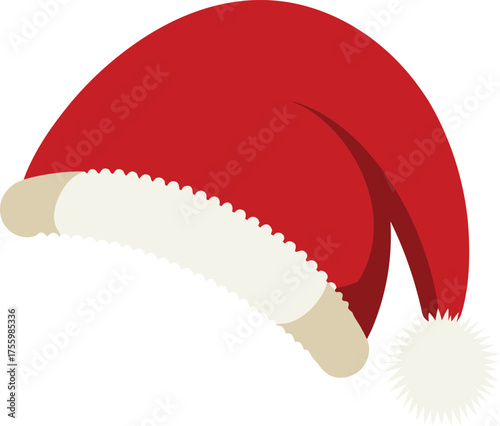 Festive Santa Hat: A close-up shot of a Santa hat, traditionally red and white, with its iconic design of a soft, pointed shape. A classic representation of holiday spirit.