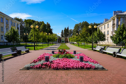 Vászonkép Mere Puiestee (aka Primorsky Boulevard) in Sillamäe, a former Soviet closed city