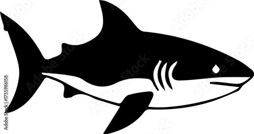 Black and White Shark Vector Illustration for Design Projects
