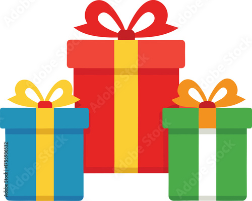 Gift Boxes: A collection of vibrant gift boxes, each wrapped with a decorative bow, ready to bestow joy and excitement for any celebratory occasion.
