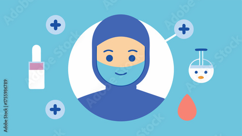 Application Process An infographicstyle illustration demonstrating the steps of applying an exosome mask with arrows pointing from a serum bottle to the mask on a face.