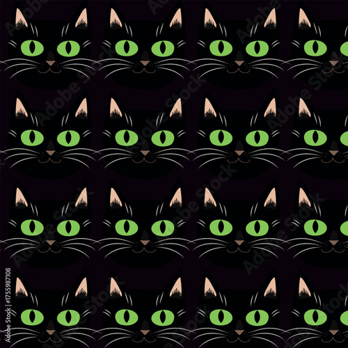 Pattern with cat faces. Cute kitties.
