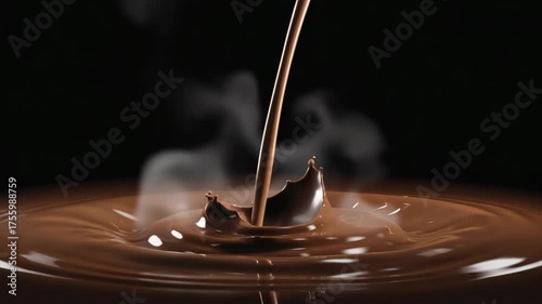 Rich chocolate cascade creates mesmerizing ripples and splashes in slow motion. 4k Video footage