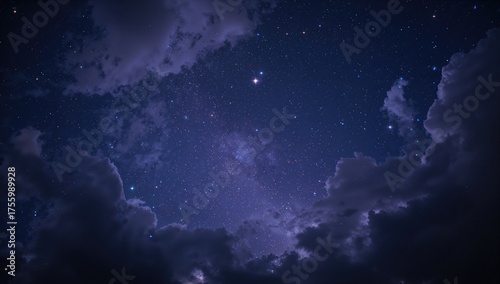 Fototapeta Naklejka Na Ścianę i Meble -  Starry night sky with clouds