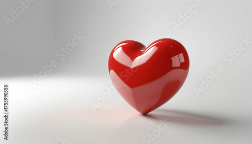 Cœur rouge 3D réaliste isolé sur fond blanc
