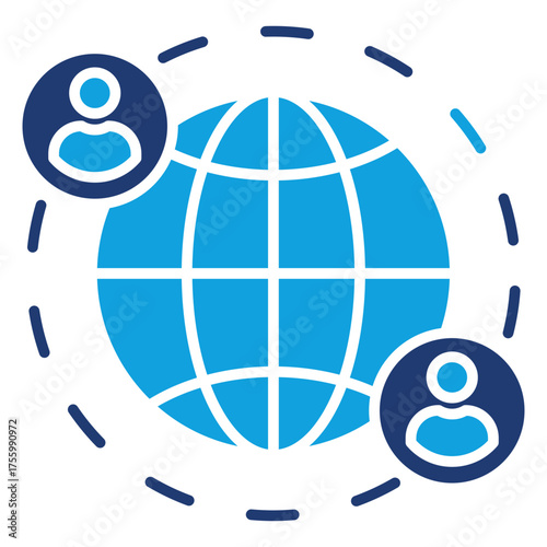 Global Interactions Flat Blue Icon