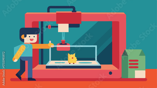 A closeup of a 3D printer in action creating a small figurine.