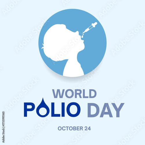 Silhouette of a child receiving oral polio vaccine for World Polio Day awareness.